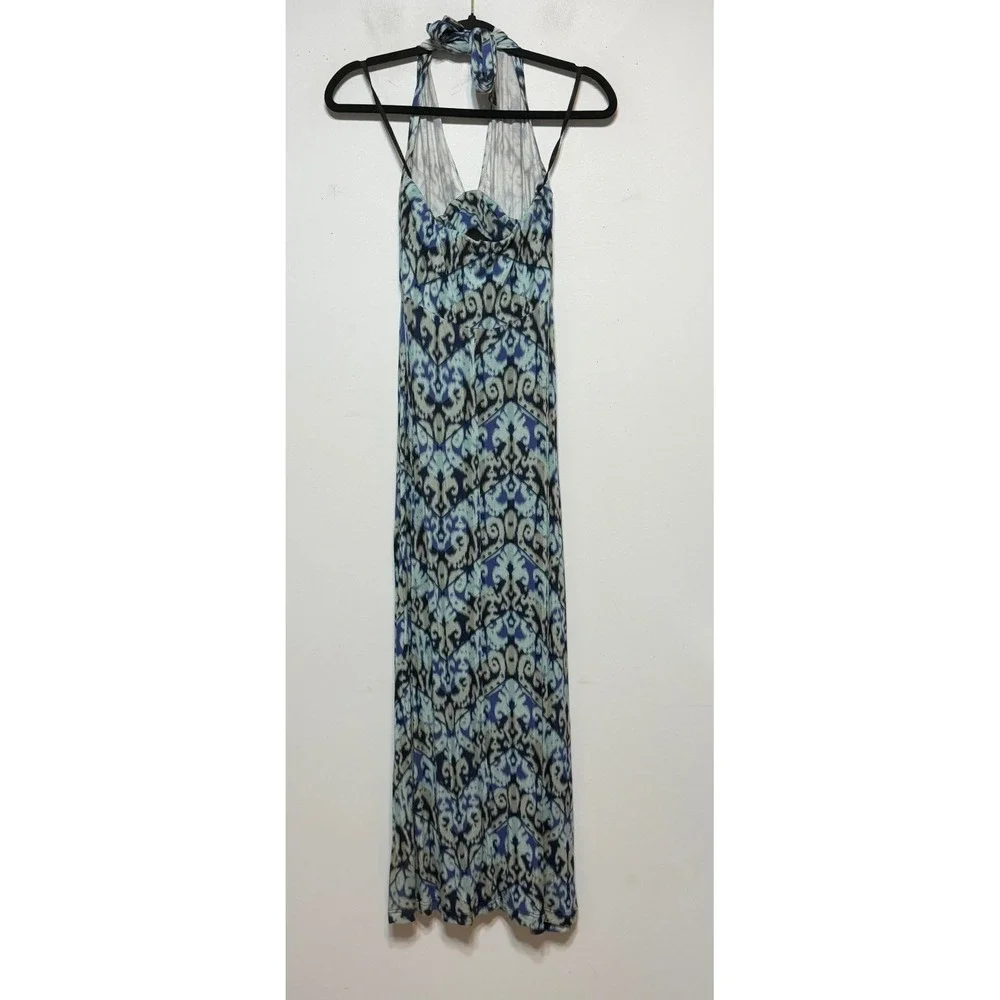 CAbi Coastal Boho Halter Maxi Dress Womens Size Small Resortcore Beachy Summer - Picture 6 of 10